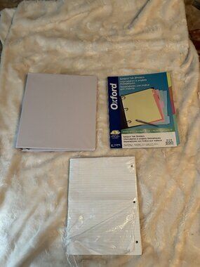 $8 ADD ON School Supplies White 1" Ring Binder Oxford Subject Divider Paper